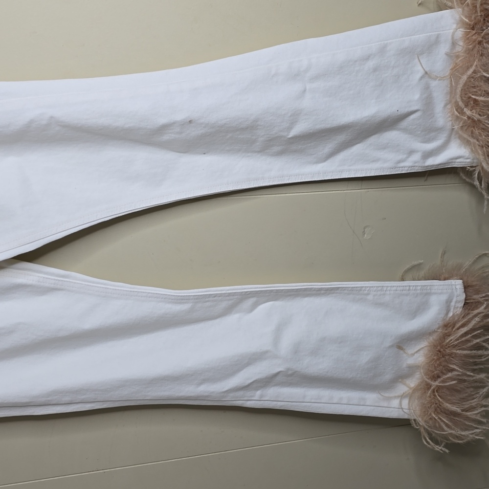 Gianni Bini X Nastia Liukin Anna Denim Straight Leg Feather Detail Jeans 25w - Picture 7 of 12